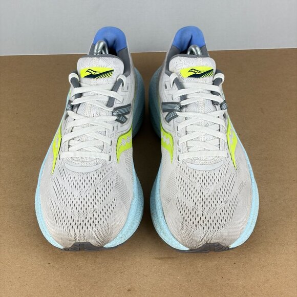 Saucony Triumph 20 Athletic Running Shoes Womens 8.5 Gray Blue Yellow Low Top - Picture 2 of 10